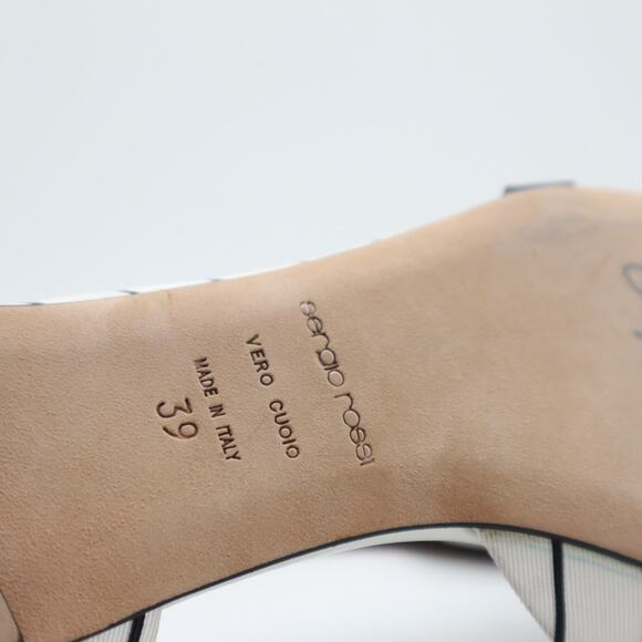 Sergio Rossi D'Orsay Asymmetrical Striped Flats Size 39 - Picture 7 of 12